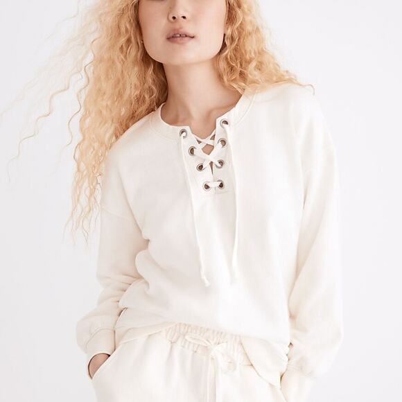 MADEWELL Cotton Hemp Lace Up Sweatshirt NWT in Small - Picture 6 of 6